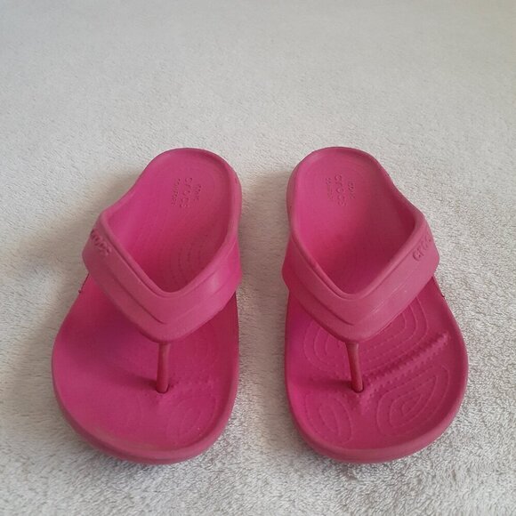Crocs Girl's Size 1 Pink Classic Flip Flop Sandal - Picture 2 of 10